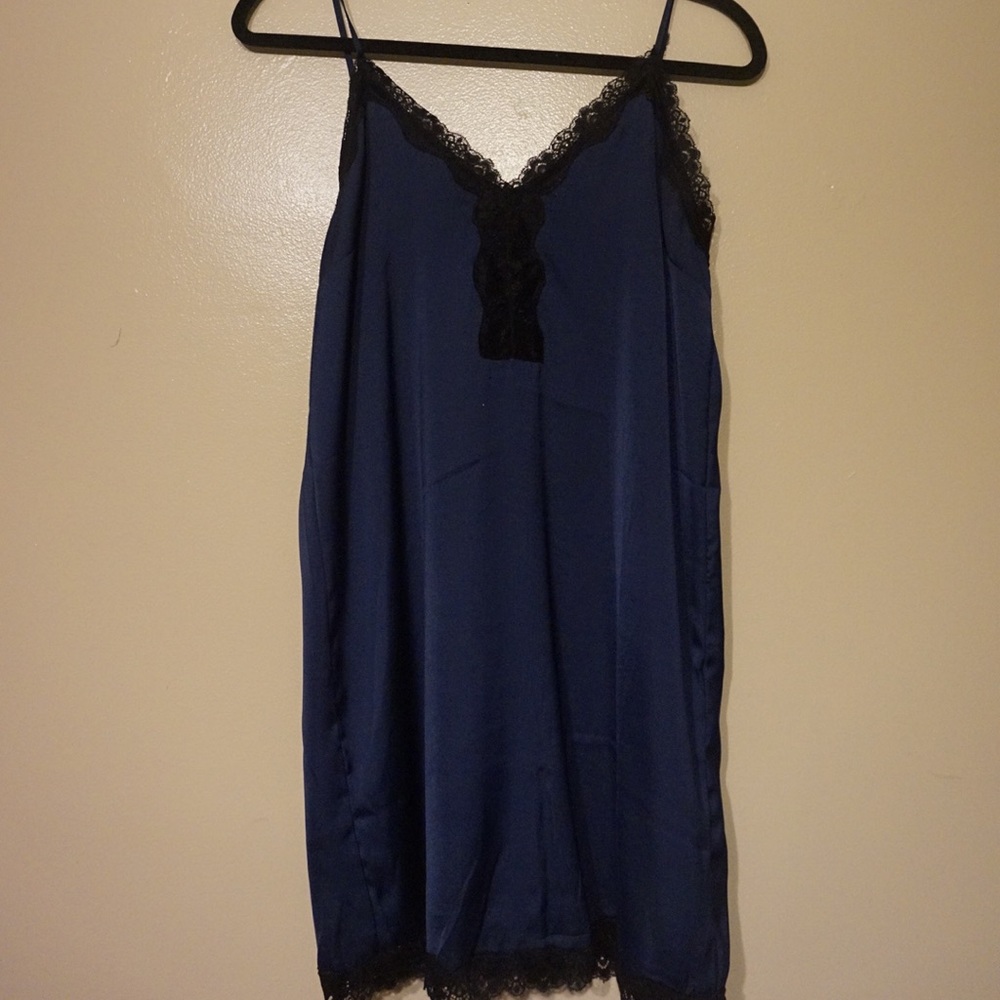 Navy laced slip dress